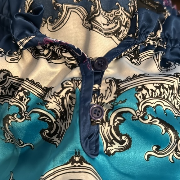 Nue Options elastic waist 3/4 sleeves split neckline satin feel top blouse M - Picture 5 of 6